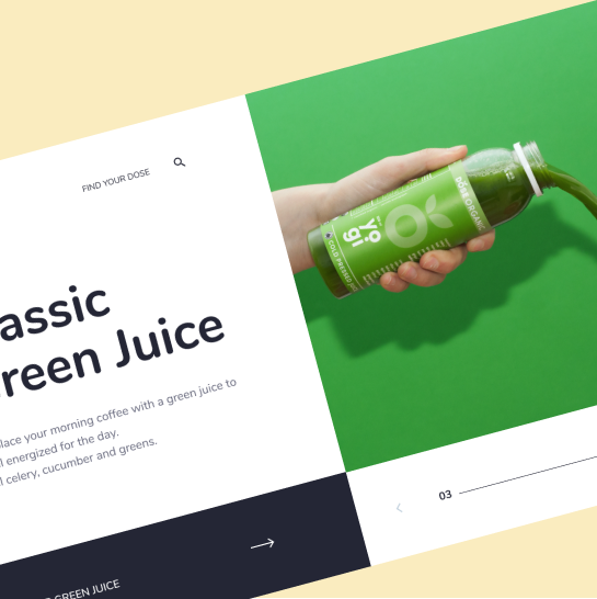 screenshot of a product landing page for green juice